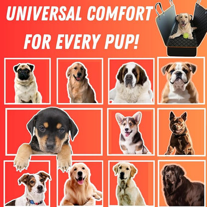 Doggie World Dog Car Seat Cover for Back Seat for Cars & SUVs - Durable Pet Car Seat Cover Backseat Protector, Nonslip Dog Hammock for Car, Waterproof Scratchproof Rear Seat Cover Against Dirt, Fur