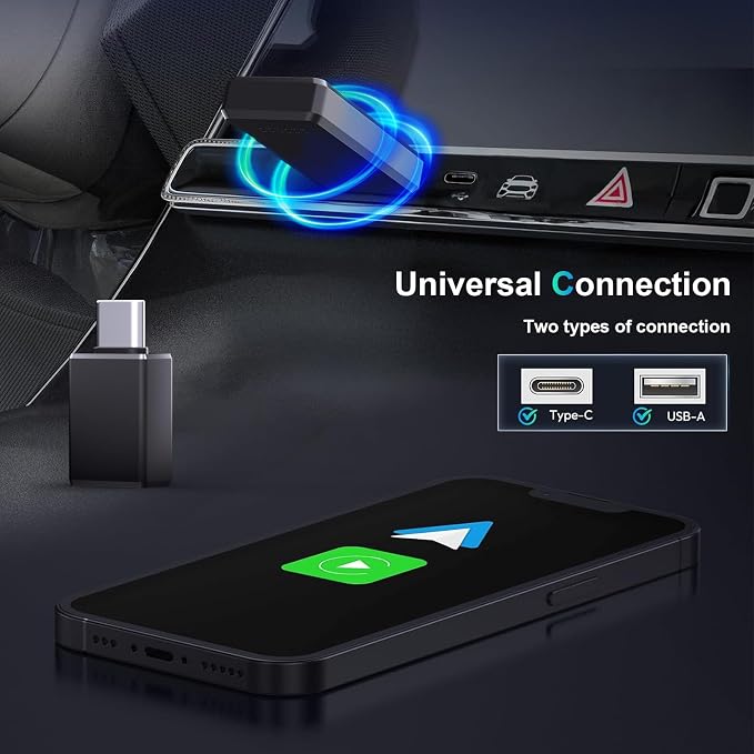 PWAYTEK Wireless CarPlay and Android Auto Adapter, 2-in-1 Mini USB Dongle, Convert Wired CarPlay to Wireless, Fast & Stable Connection for iPhone iOS 10+ and Android 11+