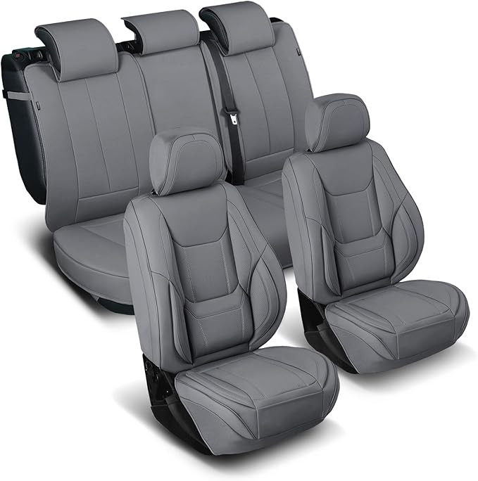 Coverland Custom Fit Car Seat Covers for SUV Compatible with [2022-2026 Hyundai Tucson] Premium Car Seat Cover Water Resistant Leather Non-Slip Interior Protector [Full set Dark Gray - Size Chart X58]