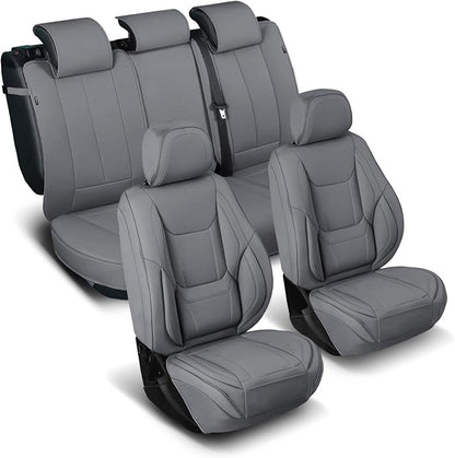 Coverland Custom Truck Car Seat Covers Full Set for [2016-2025 Titan Crew Cab] - Protector Car Seat Cover Water Resistant Leather Memory Form Back Support Seat Cushion [Full Set-Dark Gray]