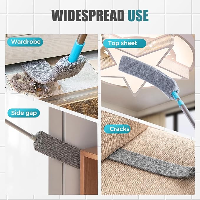 Retractable Gap Dust Cleaner with Microfiber Cloths,Extendable Long Handle Washable Bendable Duster Brush for Cleaning Under Appliances Furniture Couch Fridge