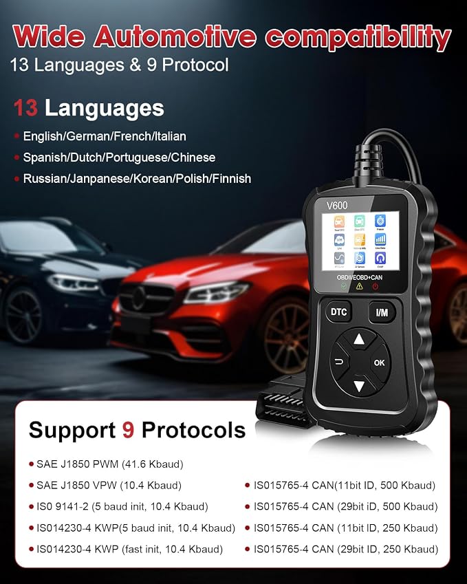 OBD2 Scanner Car Code Reader Support Voltage Test Plug and Play Fixd Car CAN Diagnostic Scan Tool Read and Clear Engine Error Codes for All OBDII Protocol Vehicles Since 1996（Black）