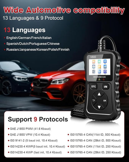 OBD2 Scanner Car Code Reader Support Voltage Test Plug and Play Fixd Car CAN Diagnostic Scan Tool Read and Clear Engine Error Codes for All OBDII Protocol Vehicles Since 1996（Black）