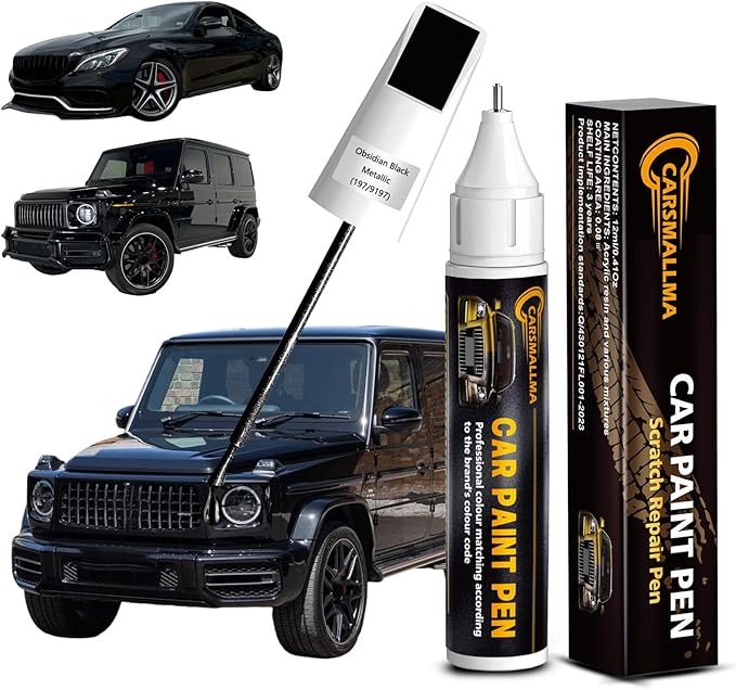 Car Touch Up Paint(197/9197 Obsidian Black Metallic) for Mercedes-Benz, Color Accurate Car Scratch Repair Remover Pen,Auto Paint Quick and Easy to fix vehicle Chips and Nicks Scuff