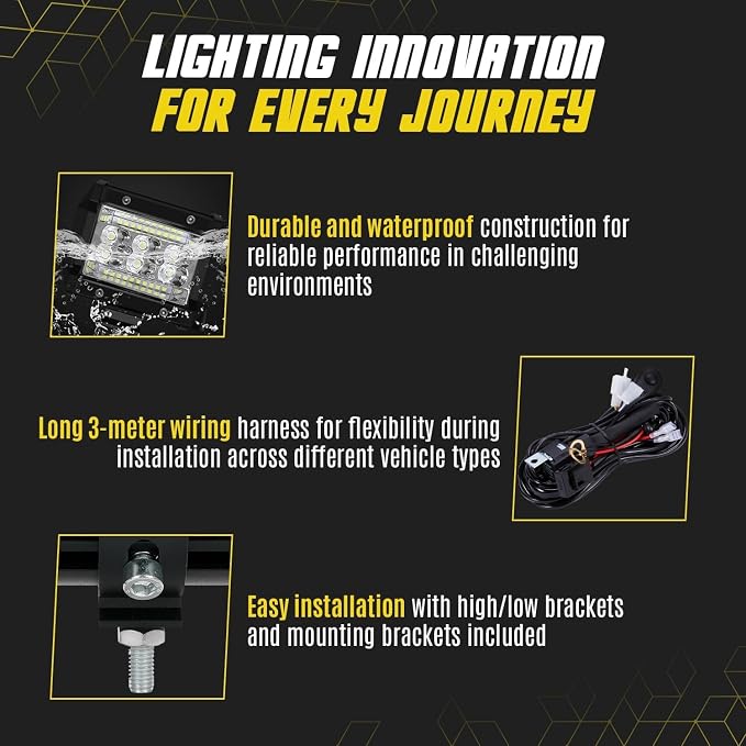 LED Light Bar Kit for Truck, (2) 20 Inch Slim Light Bars, (4) 4 Inch LED Pods, (2) 24V Wiring Harness, Waterproof Off Road Work Lights Fog Lights for ATV UTV Tractor Driving Lighting