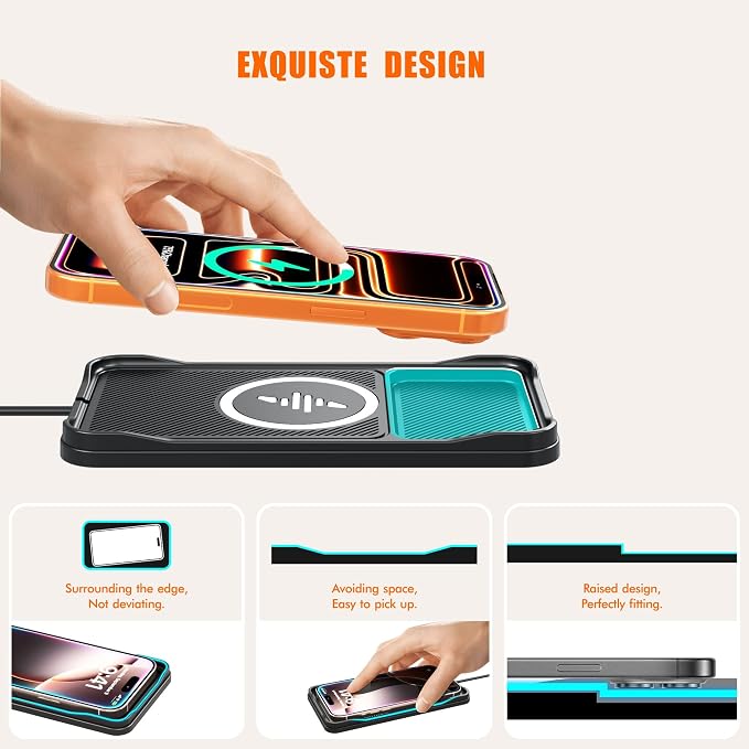 Wireless Car Charger Pad for iPhone17/16/15/14/13/12, Non Slip Fast Wireless Charging Pad for Car Dashboard Console, Portable USB A Wireless Phone Charger for Vehicle Travel Office
