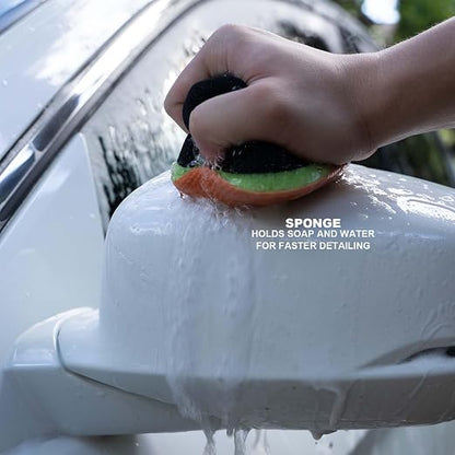 2 Pcs Hand Clay Bar Pad for Car Detailing, Synthetic Decontamination Clay Pad for Cleaning, Removing Paint Contaminant, and Creating a Smooth Surface, Sponge Absorbs Water and Soap