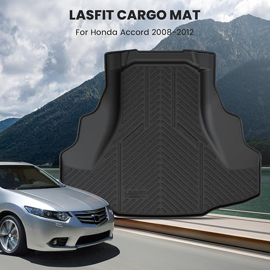 LASFIT Trunk Mat for Honda Accord 2012 2011 2010 2009 2008, All Weather TPE Custom Fit Pet Friendly Easy Clean Trunk Liner Cargo Mat Cargo Liner Accessories, Black