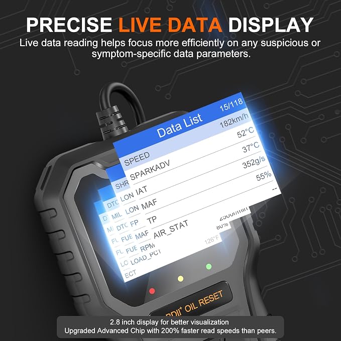 Car Code Reader OBD2 Scanner for Check Engine Light Oil Reset OBDII Scan Tool Diagnostic Tool Reset Fix Clear Fault Code Readers for Cars 1996+ Black