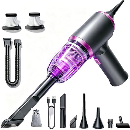 Handheld Cordless Car Vacuum Cleaner, 4-in-1 Portable Mini Vacuum/Compressed Air Duster with Powerful Suction 6000MAH Rechargeable Battery for Home Office Pet Hair