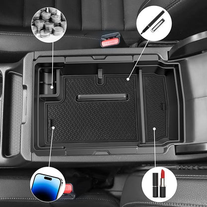 Center Console Organizer for 2023-2025 Honda CR-V, 2-Layer Armrest Storage Tray & Charging Station Caddy, ABS Car Interior Accessories OEM Style Leather Texture-2PCS