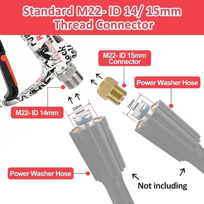 BEAR FORCE Pressure Washer Gun Up to 3000 PSI with Undiluted Mini Foam Cannon Set, 5 Spray Nozzles, Power Washer Spray Gun with 3/8'' Swivel Quick Connect, M22-15mm Connector, Car Wash, Car Detailing