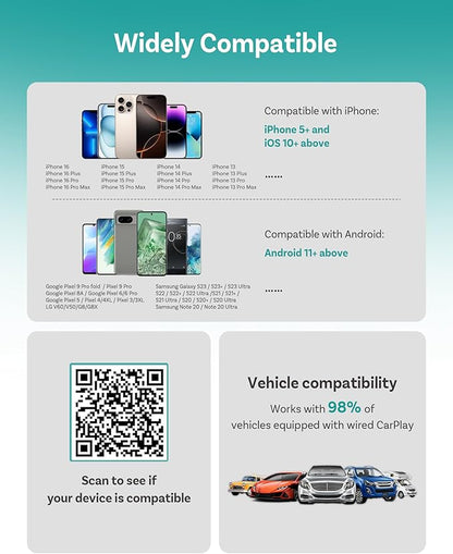 OTTOCAST Play2Video Ultra Wireless Apple CarPlay, AI Magic Box | Android Auto Adapter with WiFi 6, Bluetooth 5.4,Supports Factory Wired CarPlay