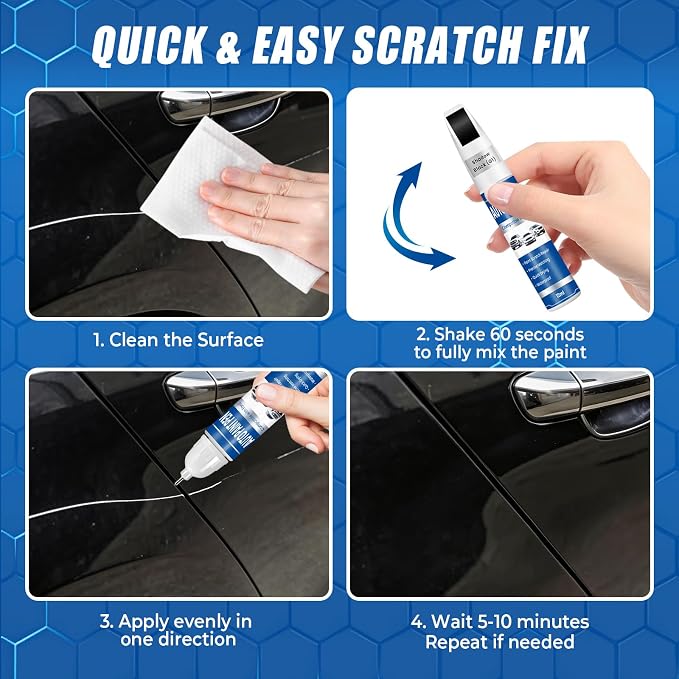 Touch Up Paint for Cars Shadow Black (G1), Compatible with Ford F-150/Explorer/Mustang/Ranger/Escape/Edge, 2-in-1 Car Scratch Repair Pen, Exact Color Match, Waterproof & Quick Dry