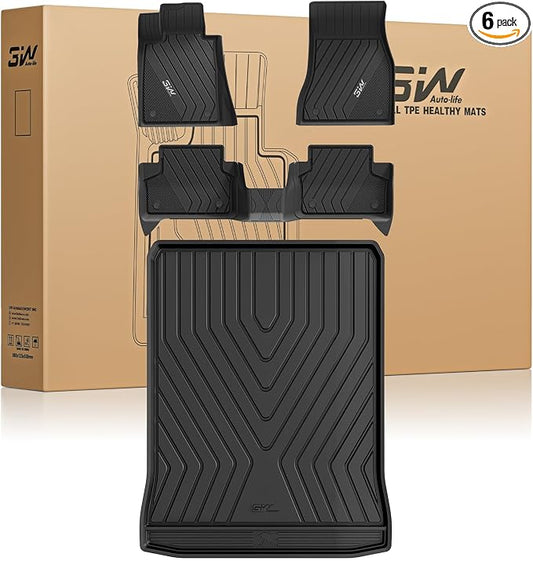 3W Floor Mats & Cargo Liner Fit for BMW 5 Series G30 2017-2023 All Weather TPE Floor Liner Custom Fit for BMW G30 5 Series 520i 530i 535i 540i 540d 550i Full Set Car Accessories (Not for GT & 530e)