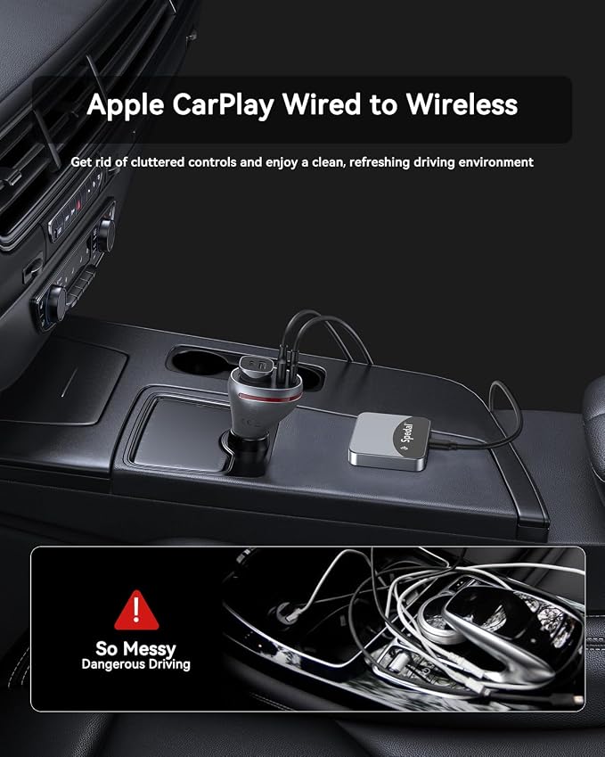 Spedal Car TV Adapter | CarPlay AI Box with YouTube, HDMI Input for TV Stick/Game Console, Wireless CarPlay Adapter, Android Magic Box for Cars with Wired CarPlay