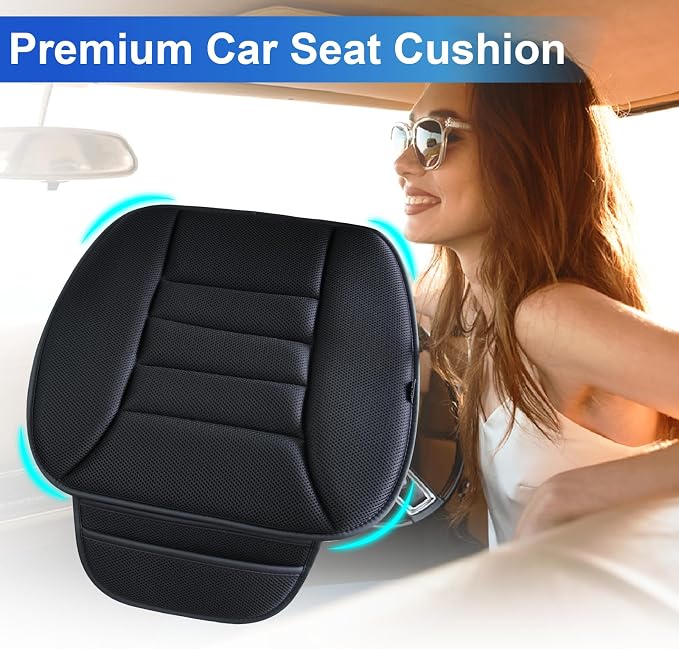 Lofty Aim Premium Car Seat Cushion, Driver Cushion with Comfort Memory Foam & Non-Slip Rubber Bottom, Car Seat Pad Works with 95% of Vehicles and Office Chair or Home (4D Mesh - Black)