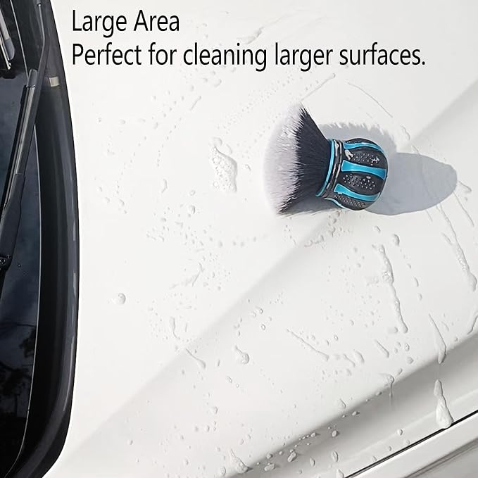 Professional 2-in-1 Car Detailing Brush Set: Soft Ball Handle Interior Cleaner (2.75") + Heavy Duty Long Handle Tire & Wheel Brush (8.26") for Scratch-Free Surfaces
