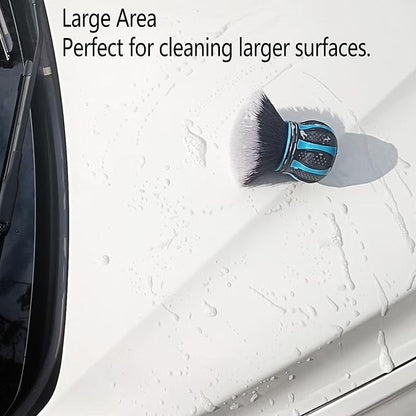 Professional 2-in-1 Car Detailing Brush Set: Soft Ball Handle Interior Cleaner (2.75") + Heavy Duty Long Handle Tire & Wheel Brush (8.26") for Scratch-Free Surfaces