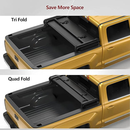 YITAMOTOR Soft Quad Fold Truck Bed Tonneau Cover Fits for Dodge Ram 1500 New Body Style 2019 2020 2021 2022 2023 2024 2025 2026, Fleetside 5.7 ft Bed Without Rambox
