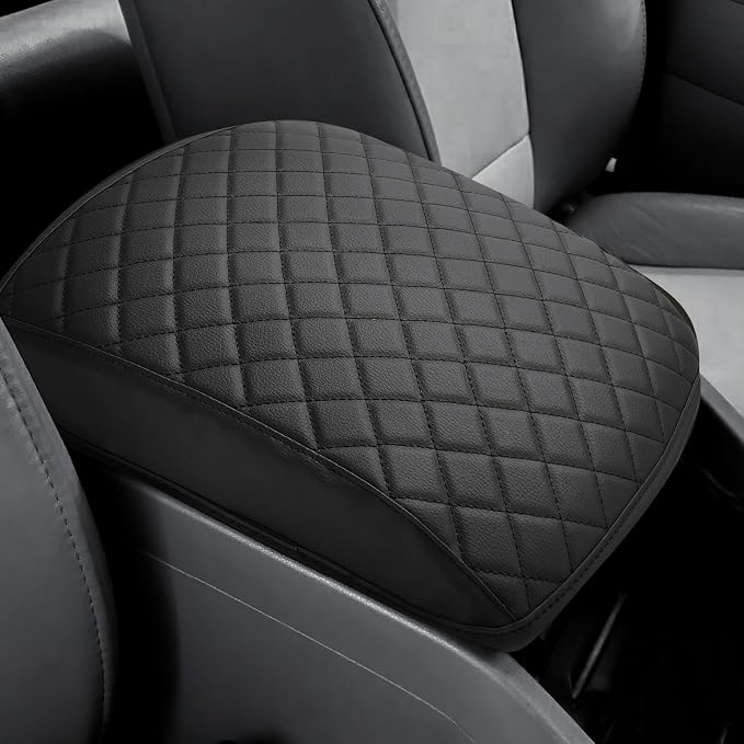 JOYTUTUS Center Console Cover Compatible with 2009-2015 Pilot, Leather Arm Rest Armrest Cover for Car, Durable Middle Console Cover Lid Replacement for Trucks, Easy to Install, Black