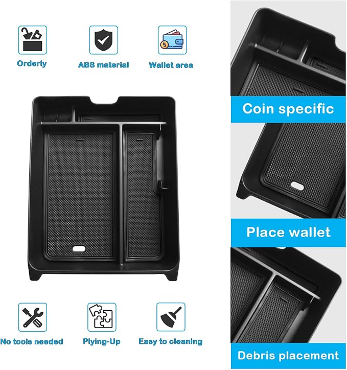 EDBETOS Center Console Organizer Compatible with 2023-2026 Honda Pilot, 2024 2025 2026 Ridgeline/Passport Insert Tray Secondary Storage Armrest Box ABS Plastic Material, Black