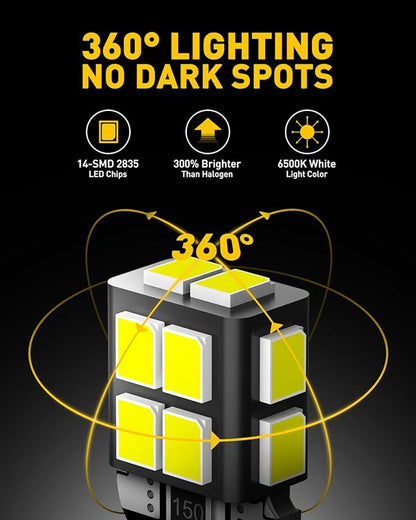 AUXITO 194 LED Bulb 6000K White 168 2825 W5W T10 Wedge 14-SMD Interior Car Bulbs Replacement for Dome Map Door Courtesy Trunk License Plate Parking Lights, 10 PCS