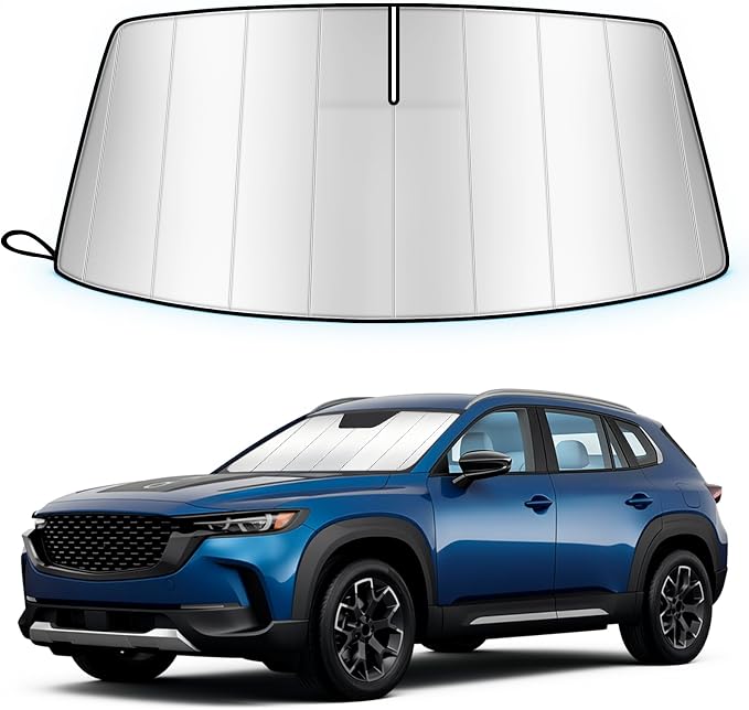 Windshield Sun Shade for Mazda CX50 CX-50 2023-2026, Custom Fit Folding Design Car Front Window Sunshade Sun Visor Shield Accessories for Interior Protector, Blocks UV Rays