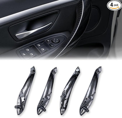 4PCS Inner Door Pull Handle Replacement for BMW F30 F32 F80, Interior Door Handle Trim Kit for 3 Series 320 328 330 335 2013-2018, 4 Series 428 435 2014-2020, Carbon Fiber Pattern