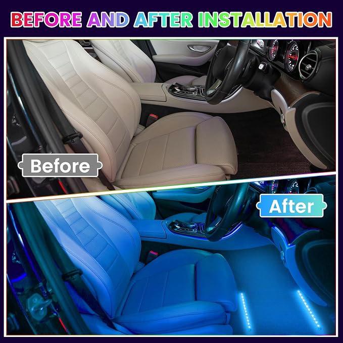 Car LED Strip Lights 2in1 Light Strip Flexible Color Ambient Light for TV, Home, DIY Interior and Exterior Decoration Ice Blue