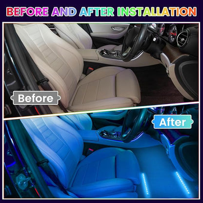 Car LED Strip Lights 2in1 Light Strip Flexible Color Ambient Light for TV, Home, DIY Interior and Exterior Decoration Ice Blue