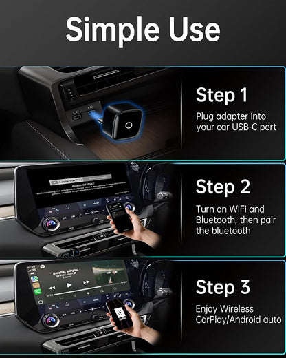 ONINCE Wireless carplay Adapter USB c, Convert Factory Wired CarPlay/Android auto to Wireless, Designed for USB-C Port Cars, Stable Connection