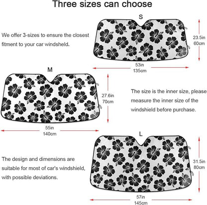 Tropical Hawaiian Hibiscus Flowers Windshield Sun Shade for Car Auto SUV Truck Foldable Front Window Sunshade Sun Visor Protector Block UV Rays Reflect Heat, 55" x 28"