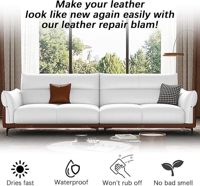 Leather Recoloring Balm, Leather Color Restorer Conditioner, Leather Restorer for Couches Paint, Leather Scratch Remover, Scratch Leather Faded Repair Kits for Vinyl Furniture (White, 75ML)