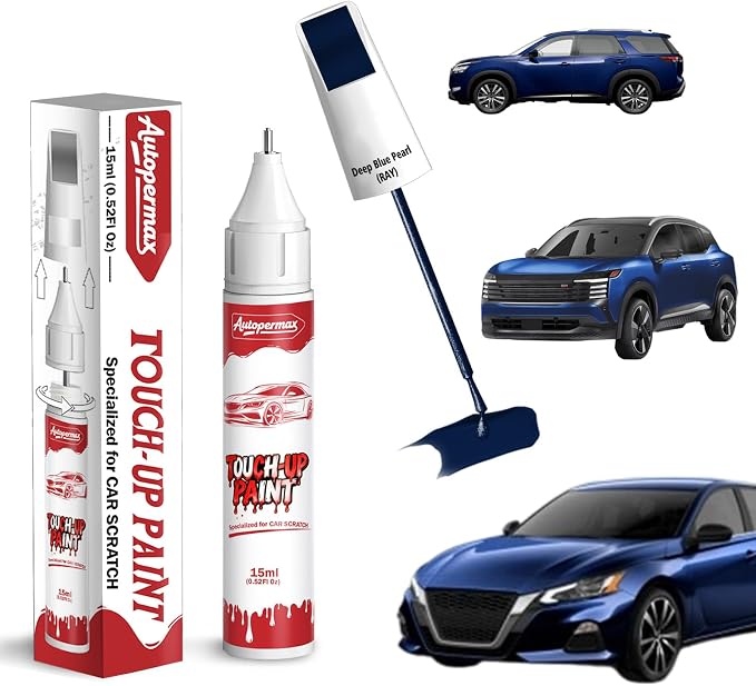 RAY Deep Blue Pearl Car Touch Up Paint for Nissan, Color Accurate Two-In-One Car Paint Scratch Repair Pen, Professional Scratch Remover for Vehicles Chips and Nicks Scuff