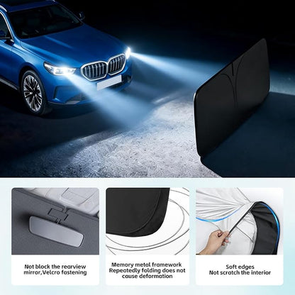 Windshield Sun Shade for BMW 5 Series 2024-2026 Sunshade 300T Windshield Cover Shield Protector Blocks UV Rays Custom Fit 5 Series Front Window Shade Windshield Accessories Keep Cool Foldable