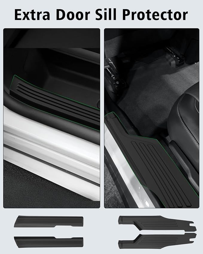 Floor Mats for Chevy Traverse 2024-2026 & GMC Acadia 2024-2026 & Buick Enclave 2025-2026 (Only 7 Seats) All Weather TPE Set Cargo Liner Door Sill Protectors Accessories, Black