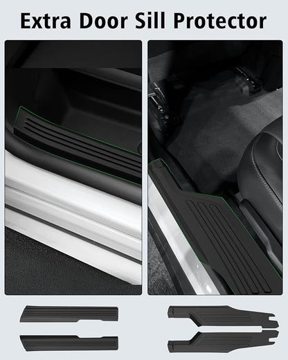 Floor Mats for Chevy Traverse 2024-2026 & GMC Acadia 2024-2026 & Buick Enclave 2025-2026 (Only 7 Seats) All Weather TPE Set Cargo Liner Door Sill Protectors Accessories, Black