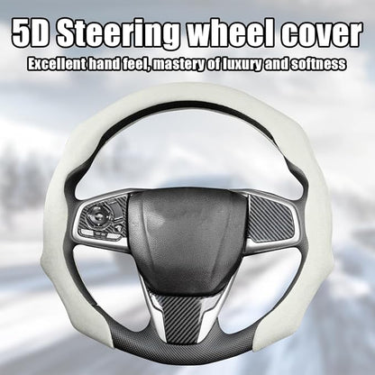 Mandark Car Steering Wheel Cover, Suede Sport Vehicle Steer Wheel Protector Fitting 15 Inch, Non-Slip Comfortable Automotive Interior Decoration Accessories, Universal for Most Cars (Beige)