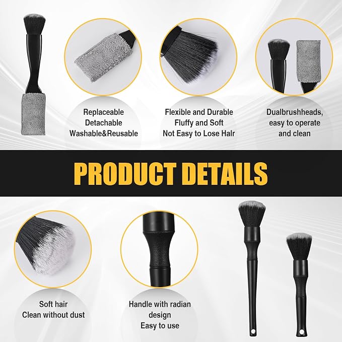 Car Detailing Brush Set Interior Dust Brush,Cleaning Tool Efficient Dust Removal for Car Interior,Computers,Keyboards,Digital Device
