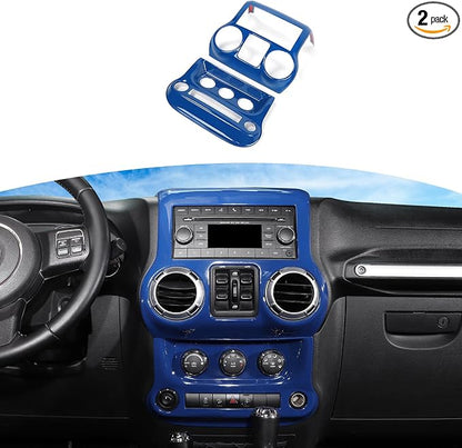 RT-TCZ for Jeep JK Blue Dash Accents Radio A/C Controls Cover Trim for Jeep Wrangler JK JKU 2011-2017 ABS Interior Accessories 2pcs