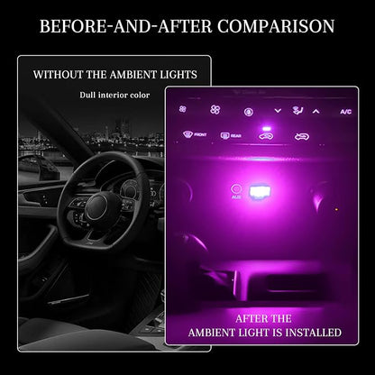4 PCS USB LED Car Interior Atmosphere Lamp, Portable Mini Auto LED Decor Night Light, Plug-in USB Interface Ambient Lighting Kit, Universal Car Interior Accessories(Purple)
