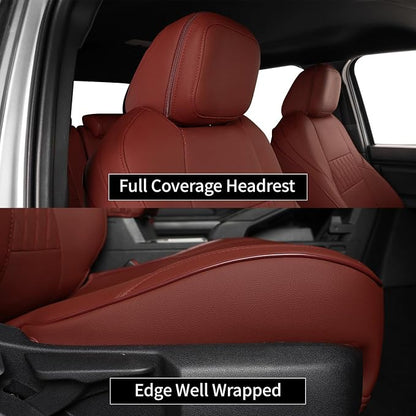 EKR Tacoma Back Seat Covers for Toyota Tacoma (Hybrid) 2024 2025 2026 Double cab TRD Sport,TRD Off-Road,Limited,Trailhunter, Truck Rear Seat Cover- Second Row Only,Faux Leather(Burgundy)