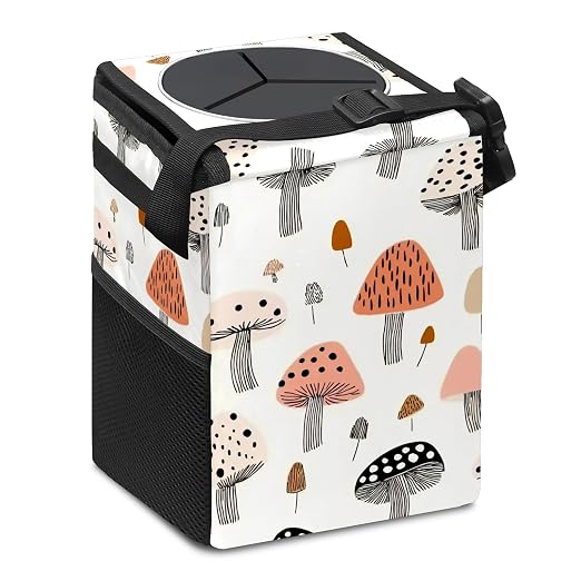 Car Trash Can – Multi-Purpose, Lightweight and Portable with Durable Water-Resistant Coating, No Installation Required, Practical and Ample Capacity, Variety of Colors.Mushroom