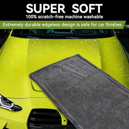 1200GSM Microfiber Car Drying Towel, Double-Twist Loop, Ultra-Absorbent, Quick-Dry, Lint- & Streak-Free, Scratch-Safe, for Car Wash & Detailing (1 Pack) (Dark Grey, 24" x 36")