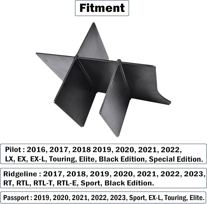 RUNROAD Center Console Organizer Compatible with Honda Pilot (2016-2022)/ Ridgeline (2017-2023)/ Passport (2019-2023) Accessories, Insert Armrest Dividers ABS Secondary Console Storage Box
