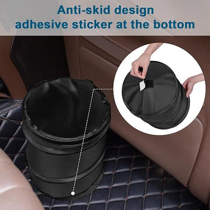 Car Trash Can, 4 Gallons Garbage Can, Collapsible Pop-Up Trash Bin | Trash Can for Car Front Back Seat, Portable Car Trash Bag Hanging for Vehicle SUV Rv Truck Accessories Interior, Black