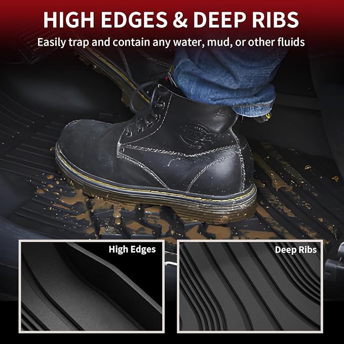LASFIT Floor Mats for Hyundai Elantra 2026 2025 2024 2023 2022 2021 (Only Fit Gas & Automatic) & Elantra N 2022-2026 (Only Fit Automatic) Custom Fit TPE All Weather Floor Liners Car Mats, Black