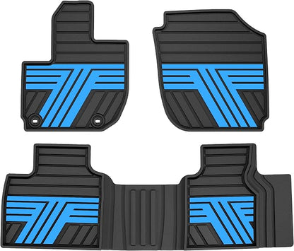 Floor Mats Fit for Honda HRV 2016 2017 2018 2019 2020 2021 2022, All Weather Custom Fit HR-V Rubber Floor Liner Accessories, 1st & 2nd Row, Black & Blue