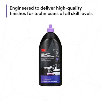 3M Perfect-It Random Orbital Polish, 34134, 1 Quart, Fast Cutting Polisher for Automotive Buffing & Polishing, High-Gloss Finish